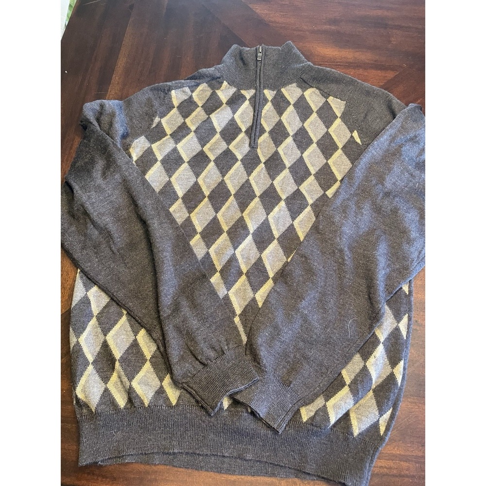Cutter & Buck Merino Wool Quarter Zip Argyle Sweater Medium